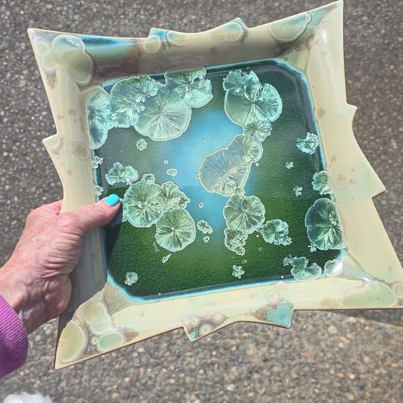 Cream and Green Ceramic Art Piece with Ethereal Design. One Of A KIND! - Picture 8 of 11